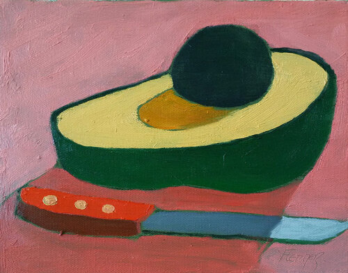 Avocado with Knife in Shadow von Stewart Fletcher, Malerei kaufen auf Singulart