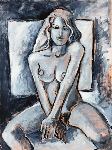 Seated Blue Nude par Stewart Fletcher, Peinture en vente sur Singulart
