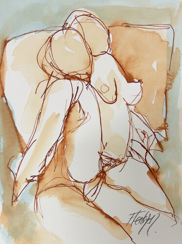On the black leather office chair by Stewart Fletcher, Work on Paper for Sale on Singulart