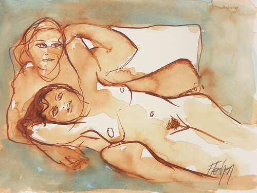 Imagining us as young lovers van Stewart Fletcher, Werk op papier te koop op Singulart