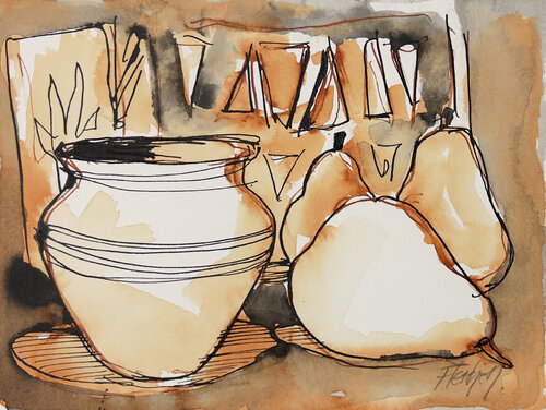 Still life with woodcut blocks by Stewart Fletcher, 소묘 for Sale on Singulart