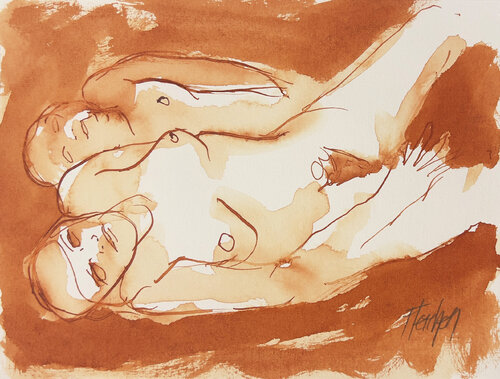 Resting after we make love van Stewart Fletcher, Werk op papier te koop op Singulart