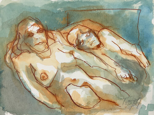 Sick mother and child by Stewart Fletcher, Work on Paper for Sale on Singulart