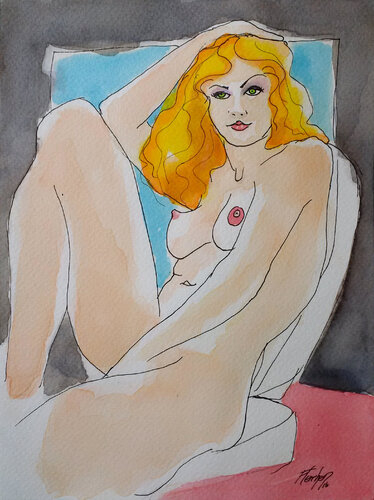Blonde on chair di Stewart Fletcher, Opera su carta in vendita su Singulart