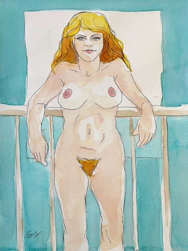 On the upper mezzanine par Stewart Fletcher, Œuvre sur papier en vente sur Singulart