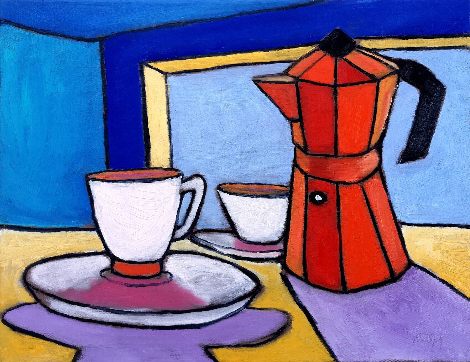 Espresso pour deux by Stewart Fletcher (2016) : Painting Oil on Canvas -  Singulart