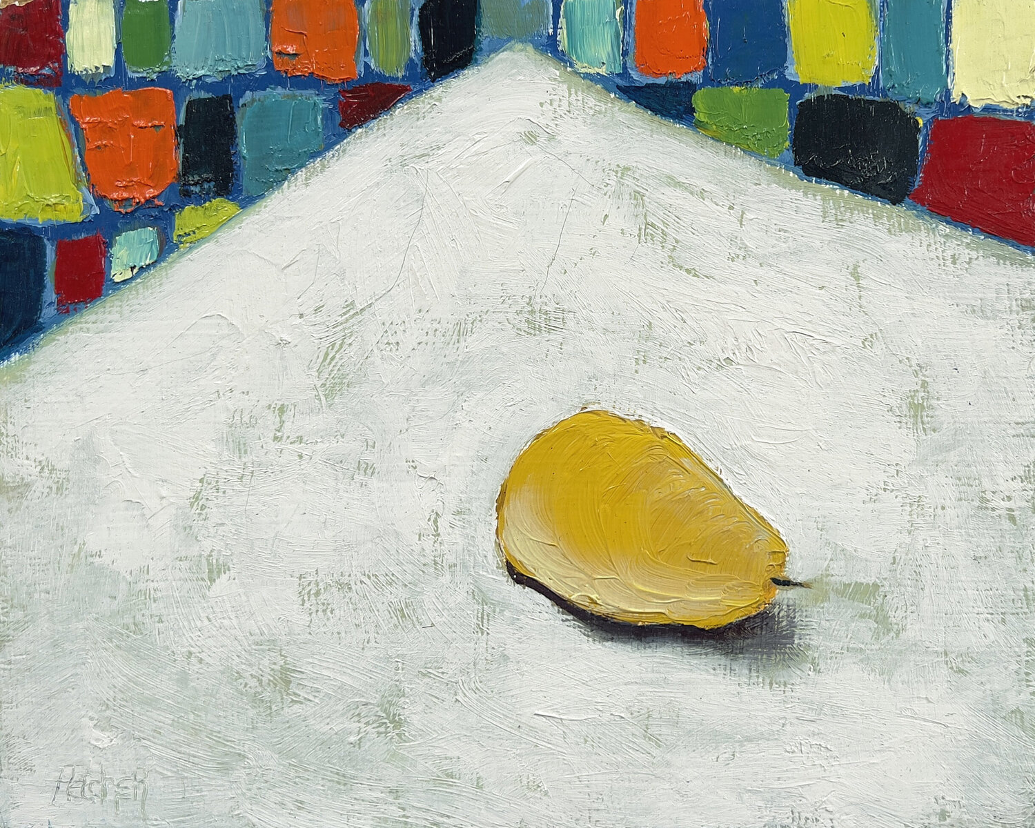 Pear on table Stewart Fletcher