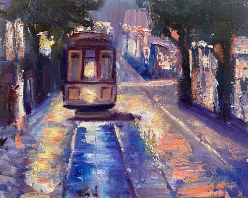 Evening Rain San Francisco von Peggy Christiansen, Malerei kaufen auf Singulart