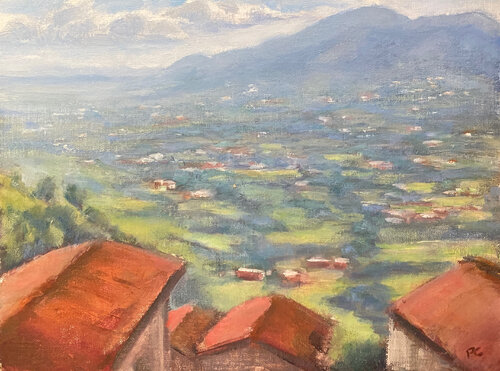 Tuscany Valley view by Peggy Christiansen, 회화 for Sale on Singulart