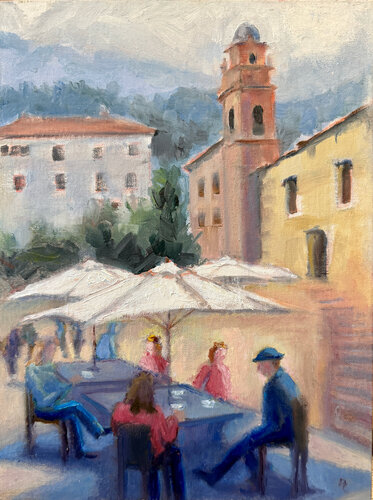 Coffee in the Piazza by Peggy Christiansen, 회화 for Sale on Singulart