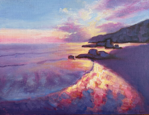 Magenta Beach by Peggy Christiansen, 회화 for Sale on Singulart