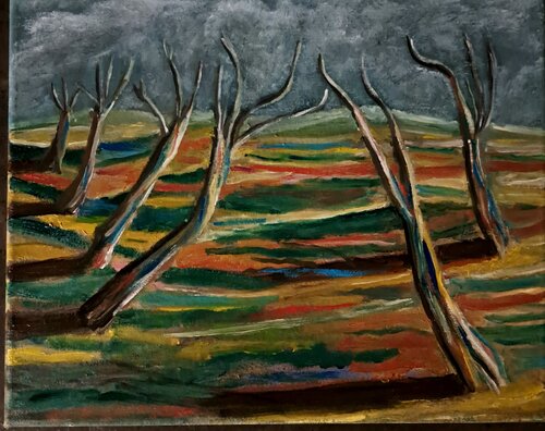 Trees i.n the  storm van Guido Caruso, Schilderij te koop op Singulart