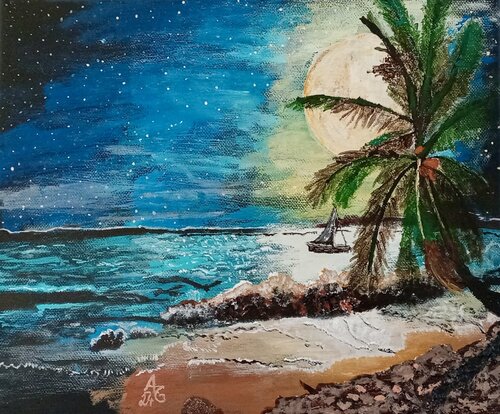 Enjoying the moonlight van Andrea Gruber, Schilderij te koop op Singulart