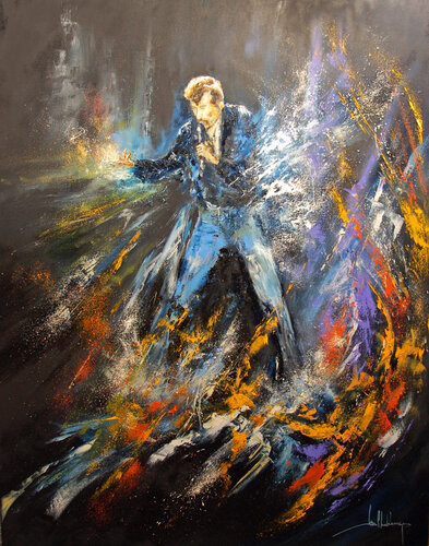 Johnny HALLYDAY - Hommage - Le TAULIER by Jean-Claude Lannes, 회화 for Sale on Singulart
