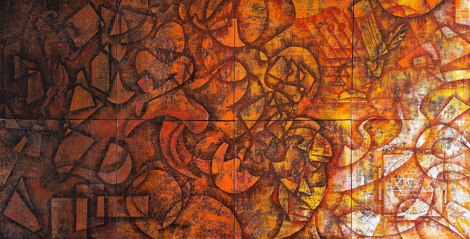 Panchakosh (A Dialogue of endurance with one's inner fragile self) Dipayan Ghosh Originalgemälde zu verkaufen