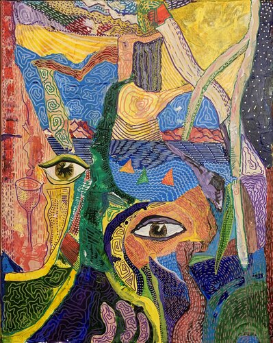 Lumina’s two-eyed dreamscape di Fatima Erkenova, Pittura in vendita su Singulart