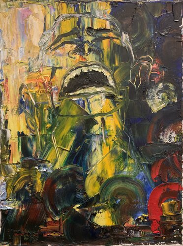 The cry of the chaotic mountain – an expressionist masterpiece de Fatima Erkenova, Pintura a la venta en Singulart