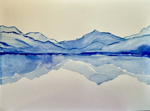 Blue Mountains. Reflection par Fatima Erkenova, Œuvre sur papier en vente sur Singulart