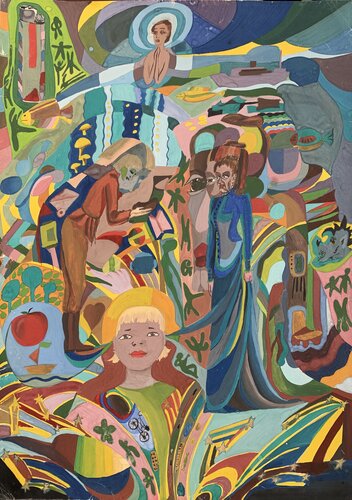 Family conflict and harmony von Fatima Erkenova, Malerei kaufen auf Singulart