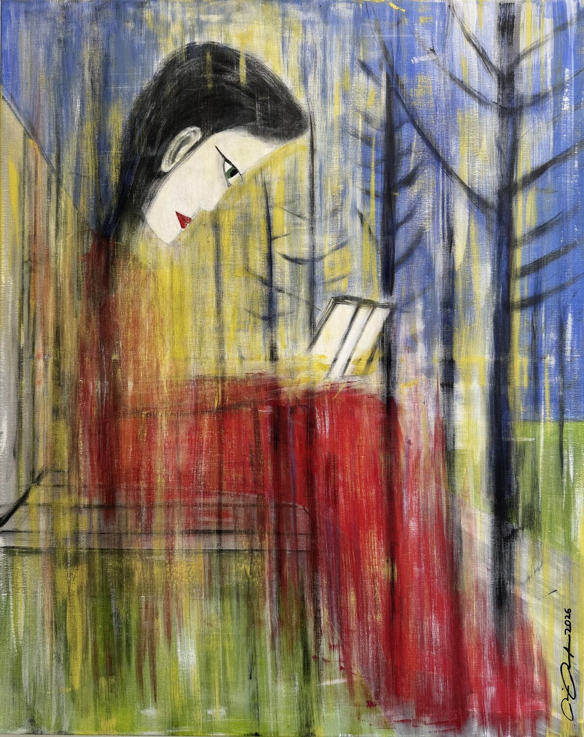 Lesende Rainer Pawlaczyk Original painting for sale