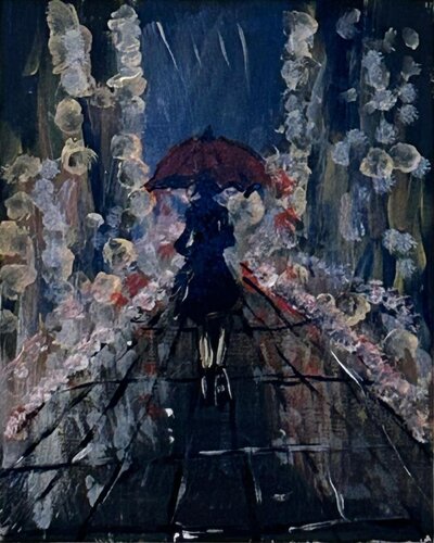 Walk in the rain van Solaria Ferro, Schilderij te koop op Singulart