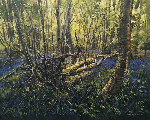 Uprooted, blue bell woods. by Mark McLaughlin, 회화 for Sale on Singulart