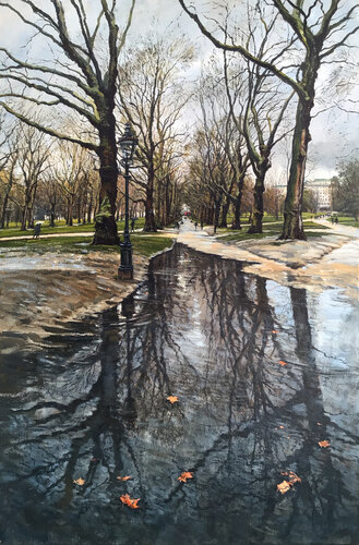 After the rain, Green Park. London by Mark McLaughlin, Painting for Sale on Singulart