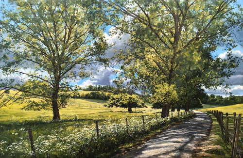 Spring morning light, Woldingham Valley. by Mark McLaughlin, Painting for Sale on Singulart