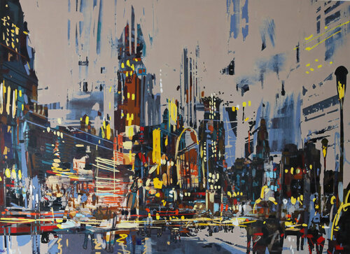luci della città par Maria Moretti, Peinture en vente sur Singulart