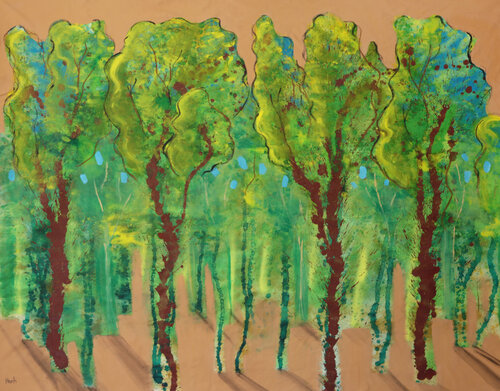 Trees - paysage by Maria Moretti, 회화 for Sale on Singulart