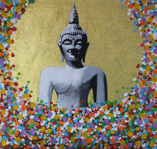 Golden buddha par Maria Moretti, Peinture en vente sur Singulart