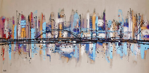 Blue city par Maria Moretti, Peinture en vente sur Singulart
