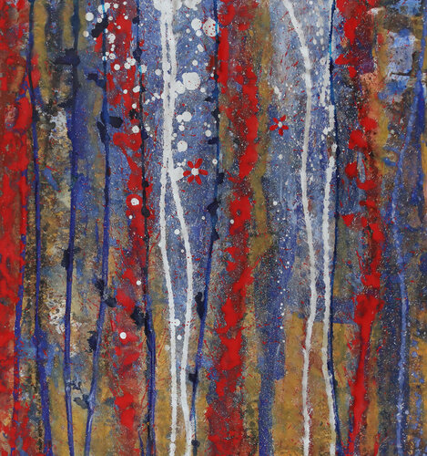 Blue silver red par Maria Moretti, Peinture en vente sur Singulart