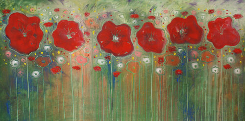 Flowers: Fiori rossi di Maria Moretti, Pittura in vendita su Singulart