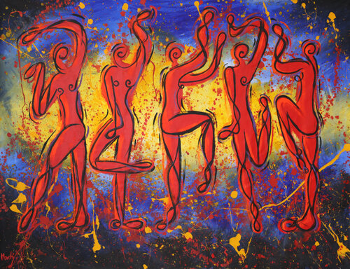 Red dancer par Maria Moretti, Peinture en vente sur Singulart