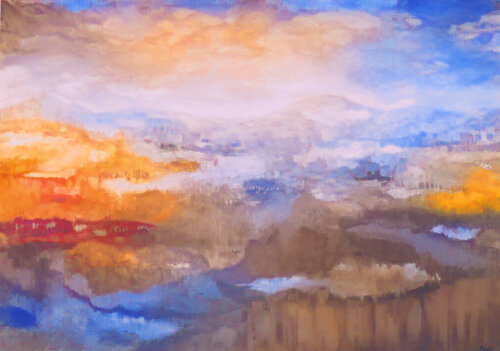 Greetings from India - paesaggio von Maria Moretti, Malerei kaufen auf Singulart