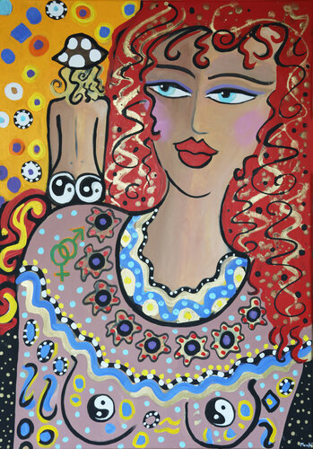 Miss Ying Yang with her alter ego by Maria Moretti, 회화 for Sale on Singulart