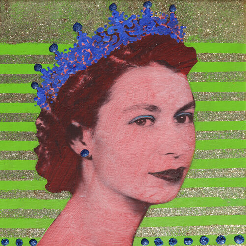 Queen elisabeth on stripes von Maria Moretti, Malerei kaufen auf Singulart