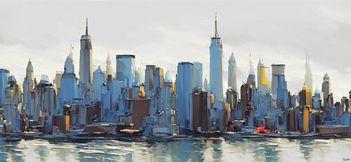 Hudson river  New York by Maria Moretti, 회화 for Sale on Singulart