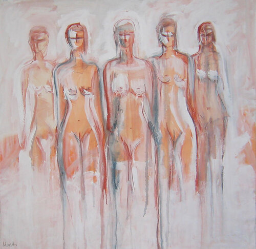 Five ladies by Maria Moretti, Painting for Sale on Singulart