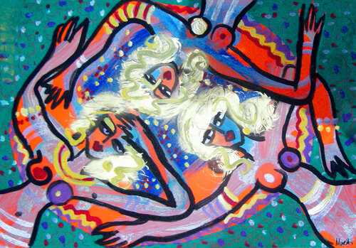 Three ladies from above by Maria Moretti, 회화 for Sale on Singulart