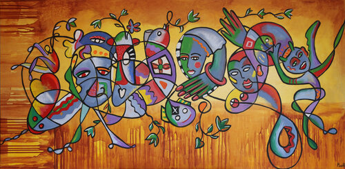 Dancing heads di Maria Moretti, Stampa in vendita su Singulart