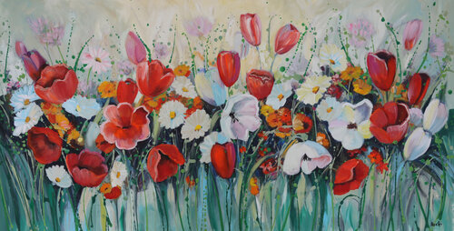 tulips - flower painting di Maria Moretti, Pittura in vendita su Singulart