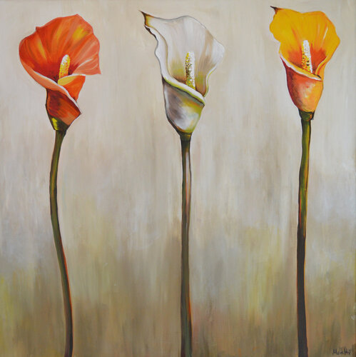3 graces - flower painting di Maria Moretti, Pittura in vendita su Singulart