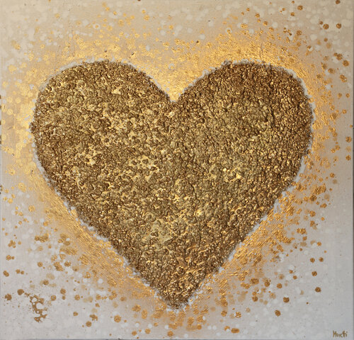 Golden heart von Maria Moretti, Malerei kaufen auf Singulart