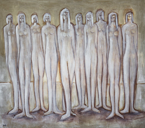 Ten white ladies di Maria Moretti, Pittura in vendita su Singulart