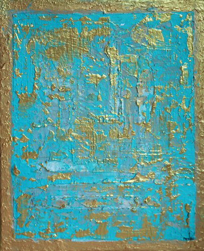 Gold & aquamarin by Maria Moretti, 회화 for Sale on Singulart