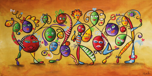 Dancing heads von Maria Moretti, Malerei kaufen auf Singulart