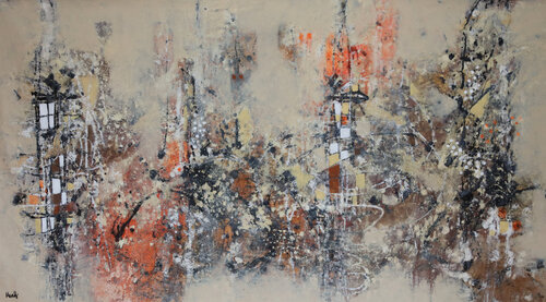 Gamechanger - beige painting van Maria Moretti, Schilderij te koop op Singulart