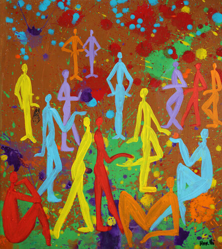 Meeting- people painting van Maria Moretti, Schilderij te koop op Singulart